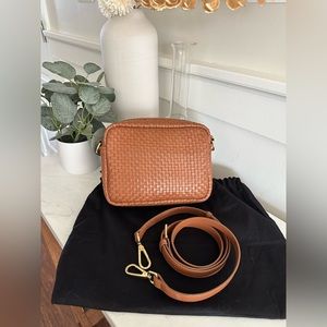 Quince Italian Leather Handwoven Crossbody - Cognac